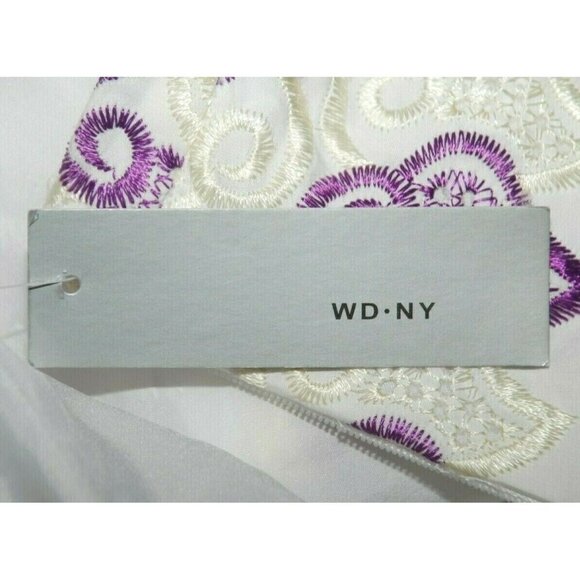 NWT WDNY White & Purple Embroidered Skirt Size 4 Sequin A-Line Gypsy Playful - Picture 6 of 7